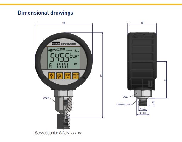 Parker SCJN-600-01 Service Junior Digital Pressure Gauge 44092644