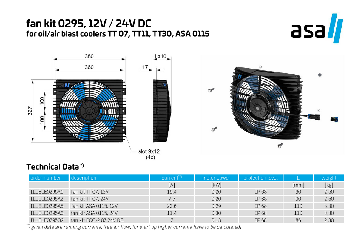 ASA-ILLELE0295A6 0075 TT11 24V DC HP FAN ASSEMBLY