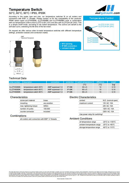 ASA  ILLZTH6069K 60 Deg Temperature Switch - Unwin Hydraulic Engineering