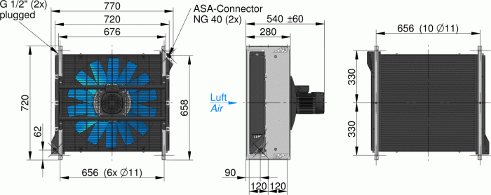 ASA0367 AC Oil  Air Blast Oil Cooler ASA0367AA47 - Unwin Hydraulic Engineering