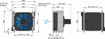 ASA0177 AC Oil  Air Blast Oil Cooler ASA0177AA64 - Unwin Hydraulic Engineering