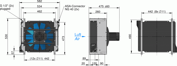 ASA0177 AC Oil  Air Blast Oil Cooler ASA0177AA44 - Unwin Hydraulic Engineering