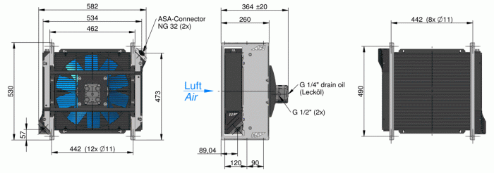ASA0177 Hydraulic motor Air Blast Oil Cooler ASA0177AH11 0.06KW - Unwin Hydraulic Engineering