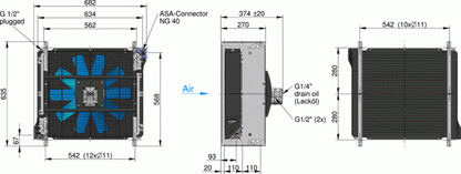 ASA0257 Hydraulic motor Air Blast Oil Cooler ASA0257AH11 0.12KW - Unwin Hydraulic Engineering