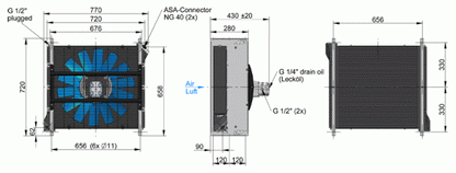 ASA0367 Hydraulic motor Air Blast Oil Cooler ASA0367AH11 0.2KW - Unwin Hydraulic Engineering
