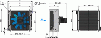 ASA0257 AC Oil  Air Blast Oil Cooler ASA0257AA46 - Unwin Hydraulic Engineering