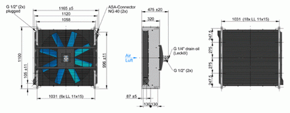 ASA0927 Hydraulic motor Air Blast Oil Cooler ASA0927AH11 1.1KW - Unwin Hydraulic Engineering